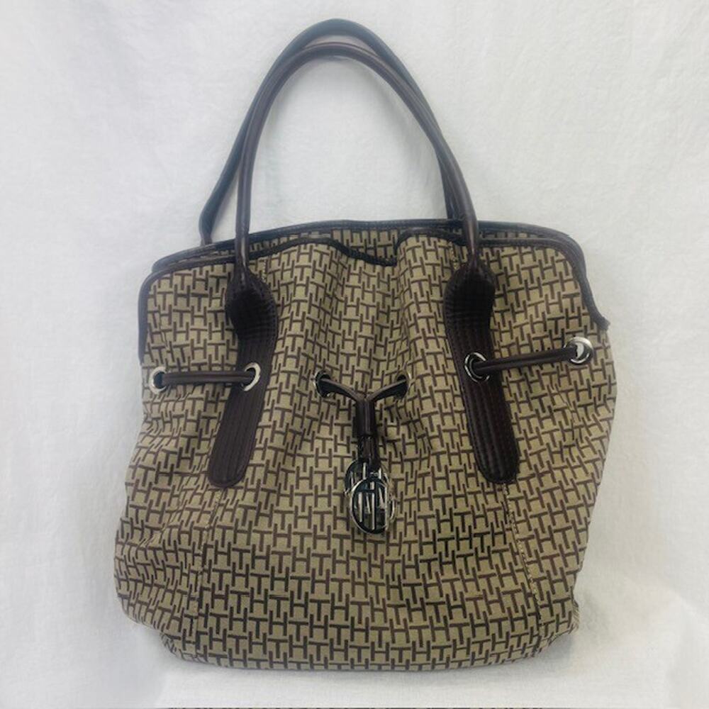 Tommy Hilfiger Large Canvas Tote/Purse Shoulder Bag- Double Strap